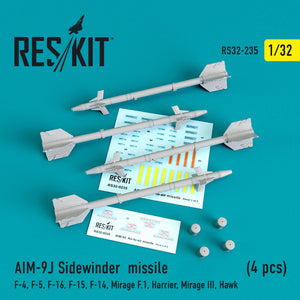 Reskit - 1/32 AIM-9J Sidewinder Missile (4 pcs)  (RS32-0235)