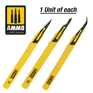 AMMO - 8691 Mini Blade Set (3 pcs.)(Straight/ Curved/ Ripper)