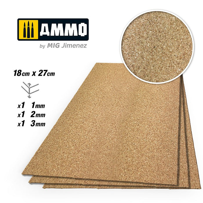 AMMO - Create Cork - Fine Grain Mix (1mm, 2mm, 3mm) 1 pcs per size