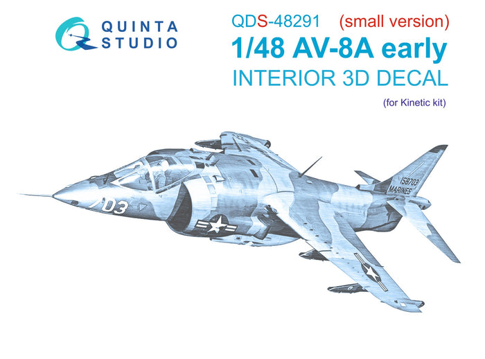 Quinta Studio QDS-48291 - 1/48 AV-8A Early 3D-Coloured Interior (Small version) (for Kinetic kit)