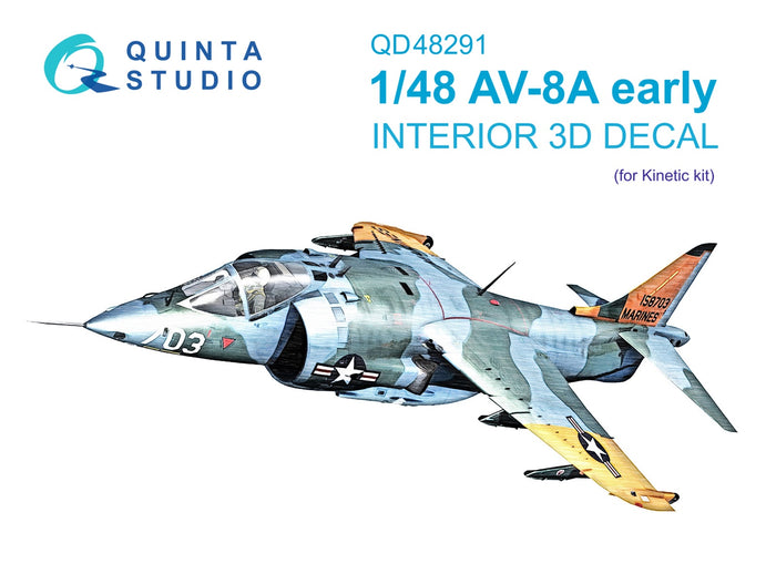 Quinta Studio QD48291 - 1/48 AV-8A Early 3D-Printed & Coloured Interior (for Kinetic kit)