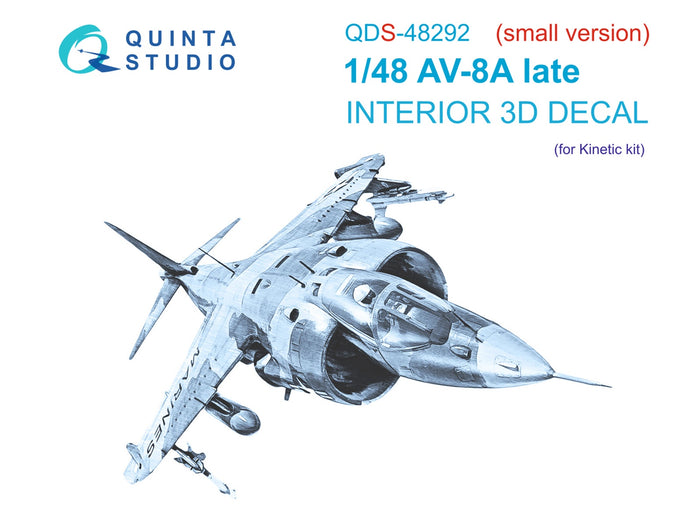 Quinta Studio QDS-48292 - 1/48 AV-8A Late 3D-Coloured Interior (Small version) (for Kinetic kit)