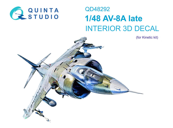 Quinta Studio QD48292 - 1/48 AV-8A Late 3D-Printed & Coloured Interior (for Kinetic kit)