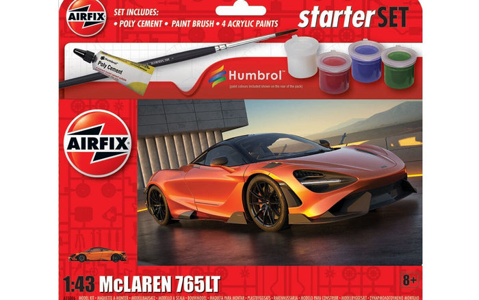 Airfix - 1/43 McLaren 765LT (Starter Set Incl. Paint)