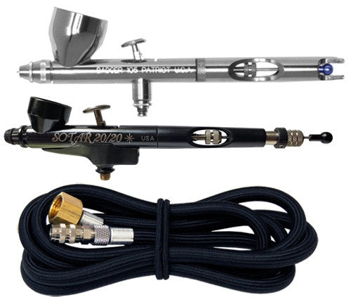 Badger - Dual Combo - Patriot 105  &  Sotar 20/20  Airbrush w/ Braided Air Hose & 2 Quick Coupler