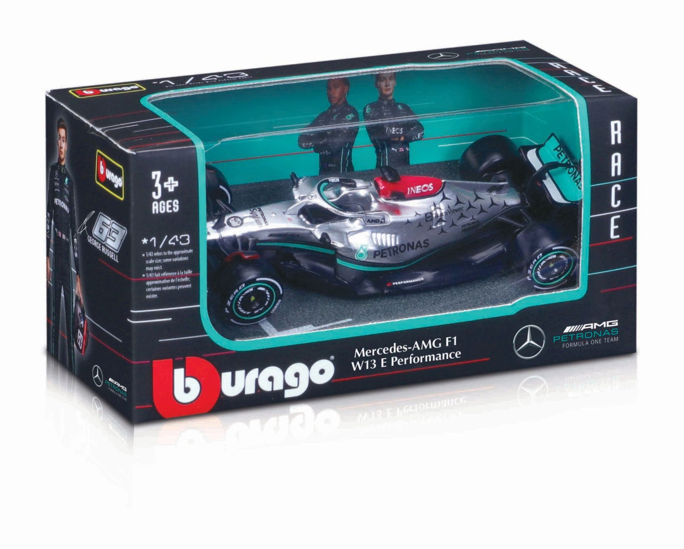 Burago - 1/43 Mercedes AMG F1 W13 2022 (Assorted Drivers) – Jix Hobbies