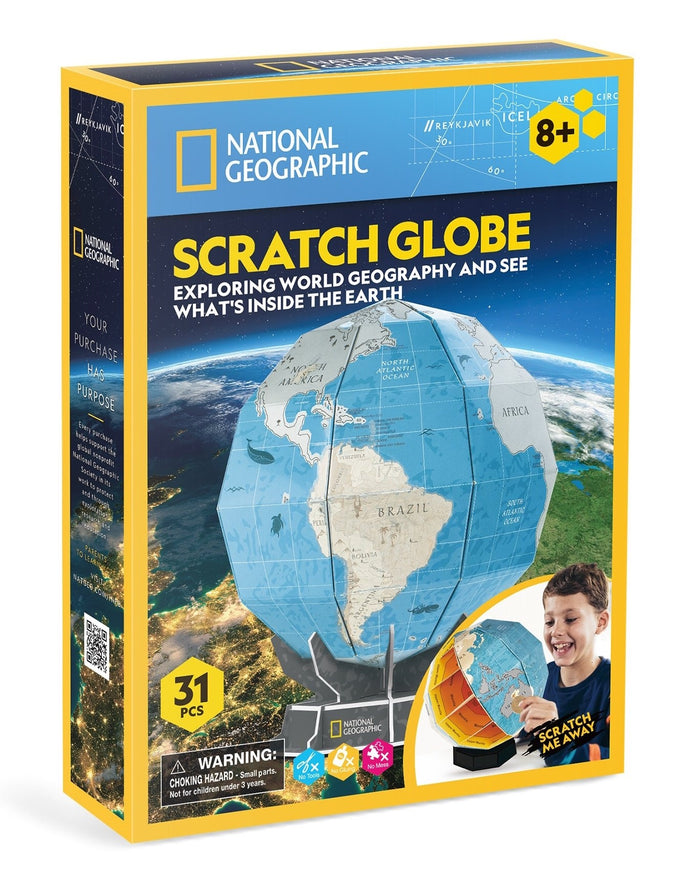 Cubic Fun World Map Rocks Cubic Fun - National Geographic - Scratch Globe (21pcs) (3D) – Jix Hobbies