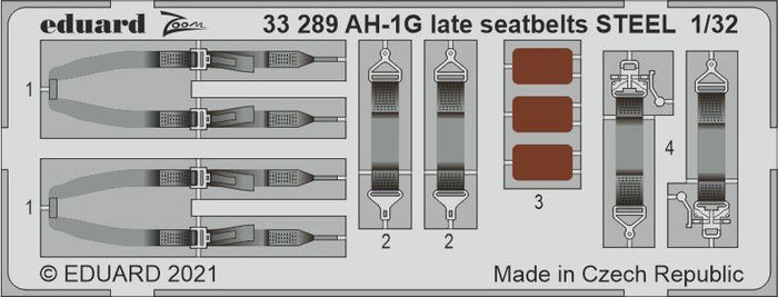 Eduard - 1/32 AH-1G late Seatbelts STEEL (Color photo-etched) (for ICM) 33289