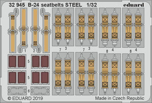 Eduard - 1/32 B-24 Seatbelts STEEL (Color Photo-etch) (for Hobby Boss) 32945