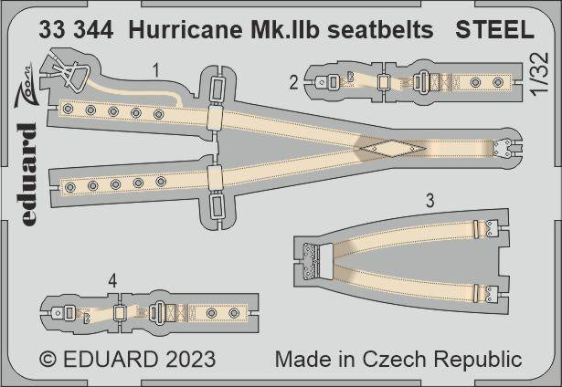 Eduard - 1/32 Hurricane Mk.IIb Seatbelts STEEL (Color Photo-etch) (for Revell) 33344