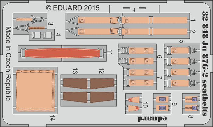 Eduard - 1/32 Ju 87G-2 Seatbelts (Color Photo-etch) (for Trumpeter) 32848