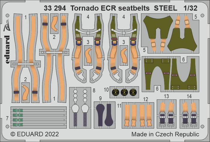 Eduard - 1/32 Tornado ECR Seatbelts STEEL (Color photo-etched) (for Italeri) 33294