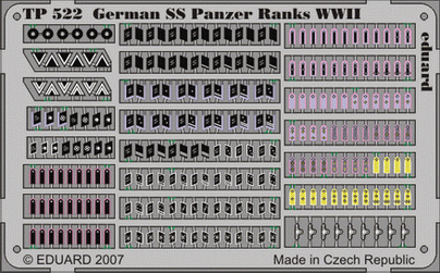 Eduard - 1/35 German SS Panzer Ranks WWII (Color Photo-ecthed) TP522