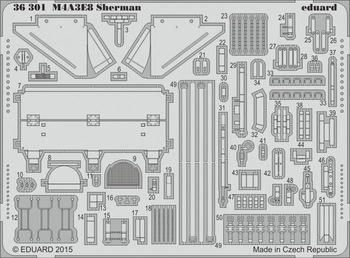 Eduard - 1/35 M4A3E8 Sherman (Photo-Etch) (for Tamiya) 36301