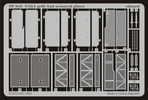 Eduard - 1/35 T-55A Grill and Armoured Plates (Tamiya 35257) (Photo-etched) TP043