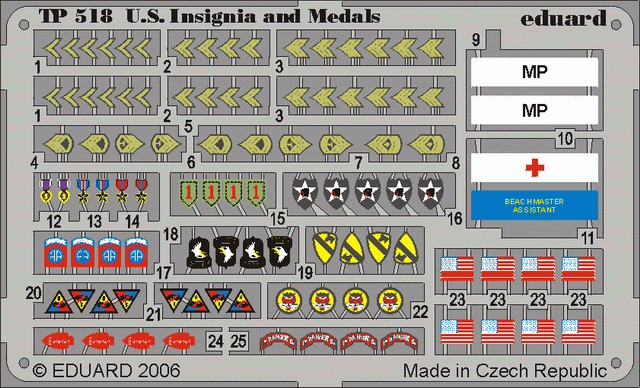 Eduard - 1/35 US Insignia and Medals WWII (Color photo-etched) TP518