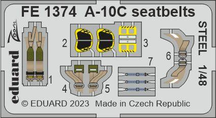 Eduard - 1/48 A-10C Seatbelts STEEL (Color Photo-etch) (for Academy) FE1374