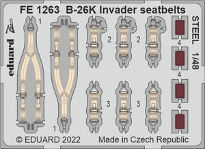 Eduard - 1/48 B-26K Invader Seatbelts STEEL (Color photo-etched)(for ICM) FE1263
