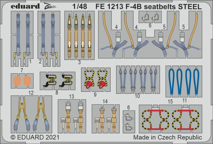 Eduard - 1/48 F-4B Seatbelts STEEL (Color photo-etched)(for Tamiya) FE1213