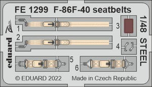 Eduard - 1/48 F-86F-40 Seatbelts STEEL (Color photo-etched)(for Airfix) FE1299