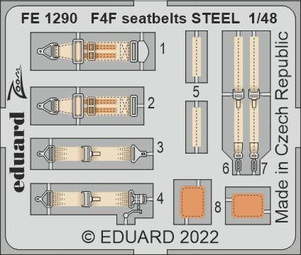 Eduard - 1/48 F4F Seatbelts STEEL (Color photo-etched)(for Eduard) FE1290