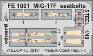 Eduard - 1/48 MiG-17F Seatbelts STEEL (Color Photo-etch) (for Hobby Boss) FE1001