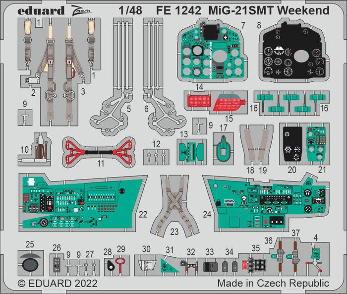 Eduard - 1/48 MiG-21SMT Weekend (Color photo-etched)(for Eduard) FE1242