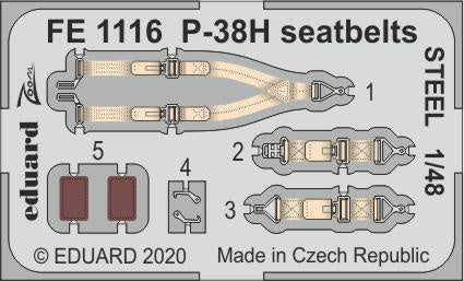Eduard - 1/48 P-38H Seatbelts STEEL (Color photo-etched)(for Tamiya) FE1116