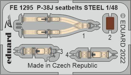 Eduard - 1/48 P-38J Seatbelts STEEL (Color Photo-etch) (for Tamiya) FE1295