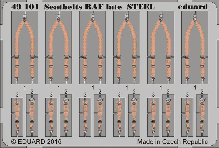 Eduard - 1/48 Seatbelts RAF late STEEL (Color photo-etched) 49101