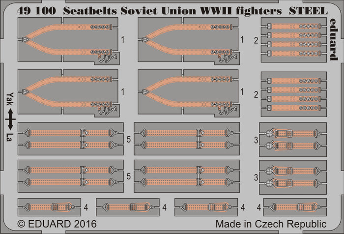 Eduard - 1/48 Seatbelts Soviet Union WWII fighters STEEL (Color photo-etched) 49100