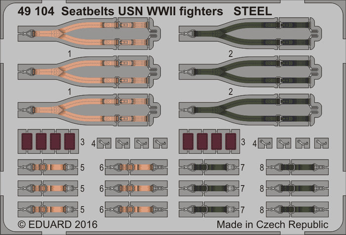 Eduard - 1/48 Seatbelts USN WWII fighters STEEL (Color photo-etched) 49104