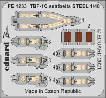 Eduard - 1/48 TBF-1C  Seatbelts STEEL (Color photo-etched) (for Academy) FE1233