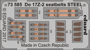 Eduard - 1/72 Do 17Z-2  Seatbelts STEEL (Color photo-etched) (for ICM) 73585