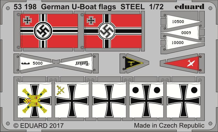 Eduard - 1/72 German U-boat Flags STEEL (Color Photo-etch) 53198