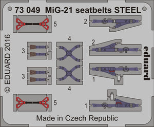 Eduard - 1/72 MiG-21 Seatbelts STEEL (Color photo-etched)(for Eduard) 73049