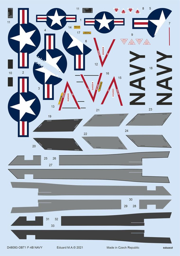 Eduard - 1/48 F-4B NAVY Decal Sheet (for Tamiya) D48093