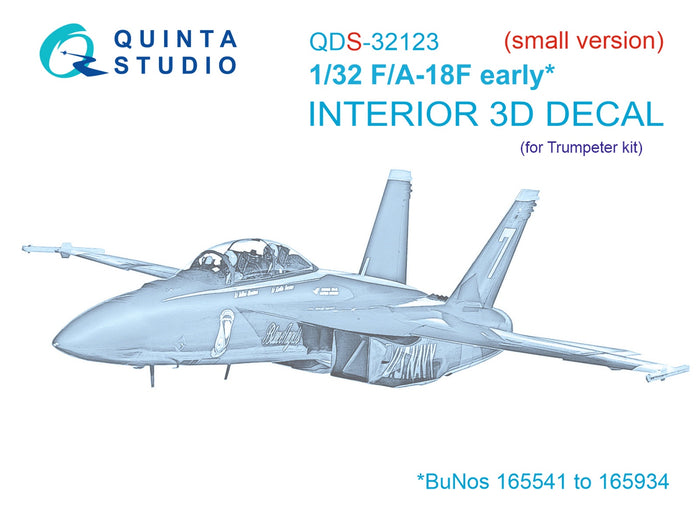 Quinta Studio QDS-32123 - 1/32 F/A-18F early 3D-Coloured Interior (Small version) (for Trumpeter kit)
