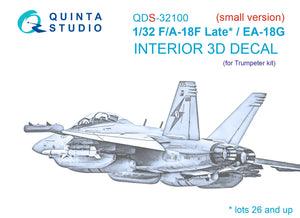 Quinta Studio QDS-32100 - 1/32 F/A-18F late / EA-18G 3D-Coloured Interior (Small version) (for Trumpeter kit)