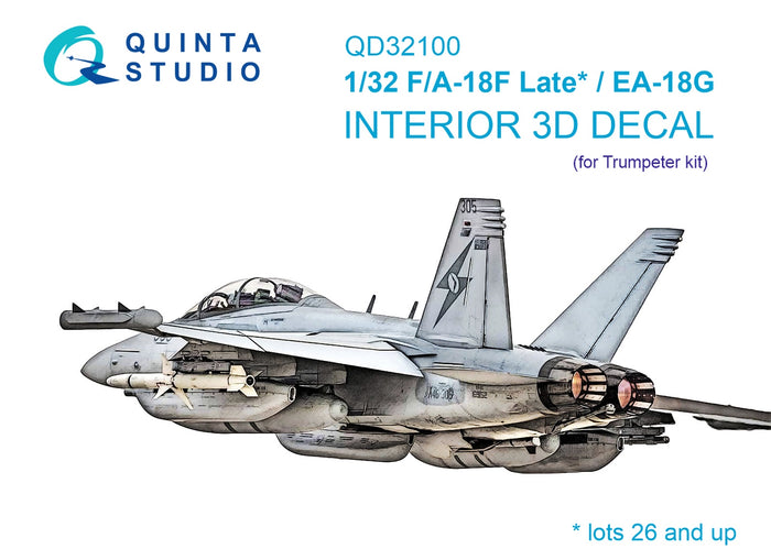 Quinta Studio QD32100 - 1/32 F/A-18F late / EA-18G 3D-Printed & Coloured Interior (for Trumpeter kit)