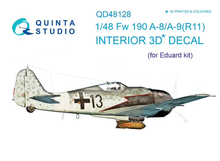 Quinta Studio QD48128 - 1/48 FW 190 A-8/A-9 (R11) 3D-Printed & Coloured Interior (for Eduard kit)