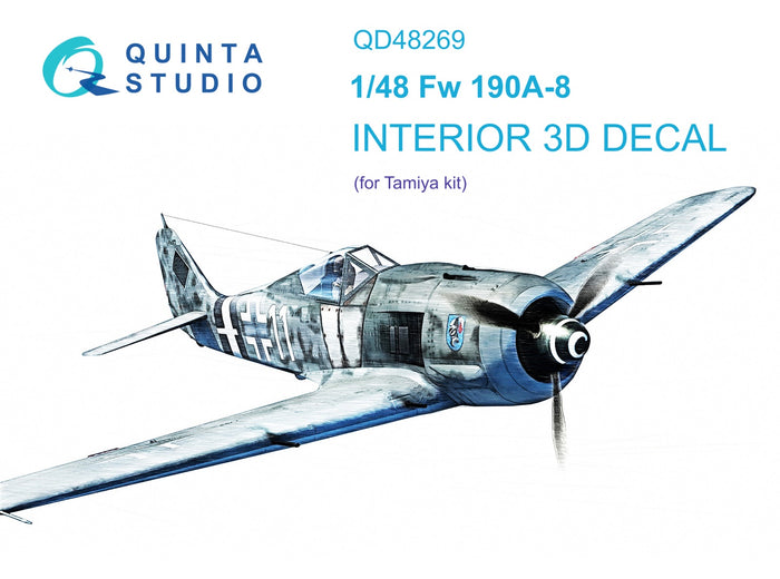 Quinta Studio QD48269 - 1/48 Fw 190A-8 3D-Printed & Coloured Interior (for Tamiya kit)