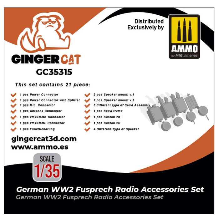 Gingercat - 1/35 German WWII Fusprech Radio Accessories Set (21pcs)