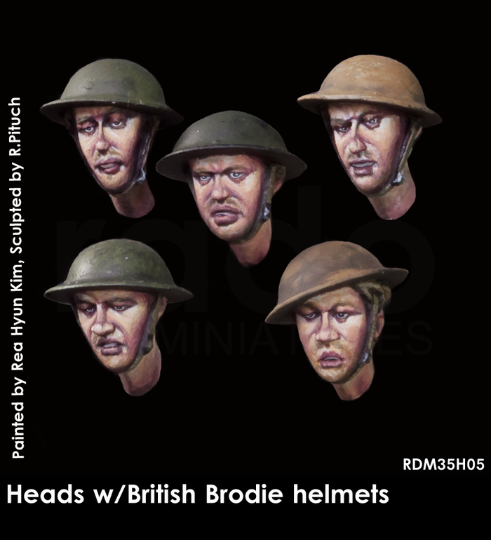 Rado - 1/35 (RDM35H05) Heads with British Brodie Helmets (5. pcs)