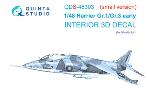 Quinta Studio QDS-48303 - 1/48 Harrier Gr.1/Gr.3 Early 3D-Coloured Interior (Small version) (for Kinetic kit)