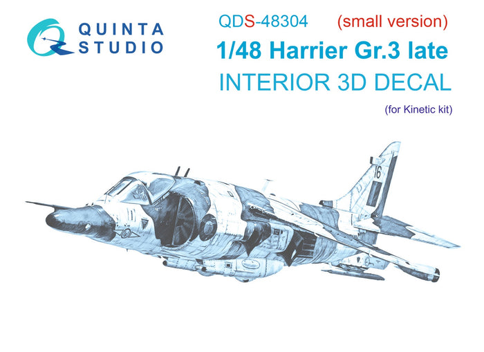 Quinta Studio QDS-48304 - 1/48 Harrier Gr.3 late 3D-Coloured Interior (Small version) (for Kinetic kit)
