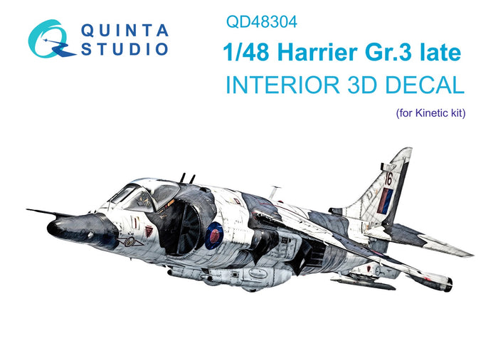 Quinta Studio QD48304 - 1/48 Harrier Gr.3 late 3D-Printed & Coloured Interior (for Kinetic kit)