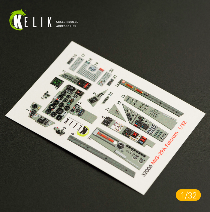 Kelik - 1/32 MiG-29A (9-12) "Fulcrum" Interior 3D Decals (for Trumpeter kit)