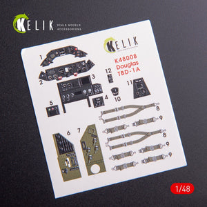 Kelik - 1/48 TBD-1A Douglas Interior 3D Decals (for Great Wall Hobby Kit)