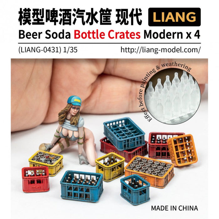 LIANG - 3D Print 1/35 Beer Soda Bottle Crates Modern x 4